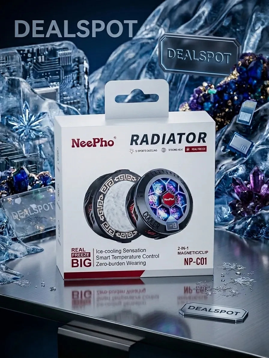 NeePho NP-C01 Magnetic Phone Cooler Radiator - 2-in-1 Clip-on Mobile Gaming Fan with RGB Light & Smart Temperature Control Ice-Cooling Fan for PUBG, Free Fire & Streaming by dealspot
