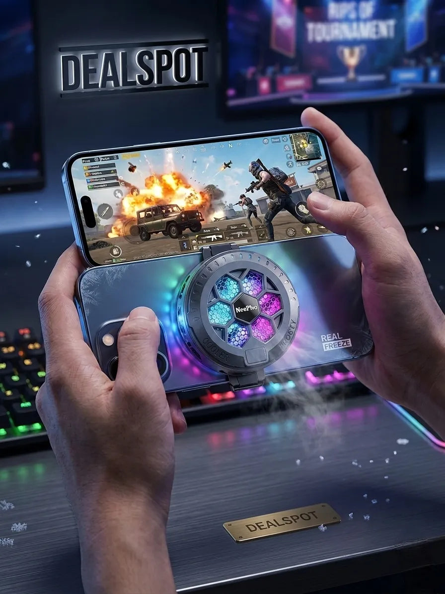 NeePho NP-C01 Magnetic Phone Cooler Radiator - 2-in-1 Clip-on Mobile Gaming Fan with RGB Light & Smart Temperature Control Ice-Cooling Fan for PUBG, Free Fire & Streaming by dealspot